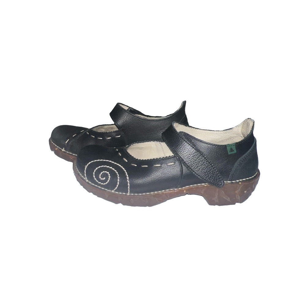 El Naturalista Black Leather Yggdrasil Mary Jane Clogs Comfort Shoes 40 US 9.5